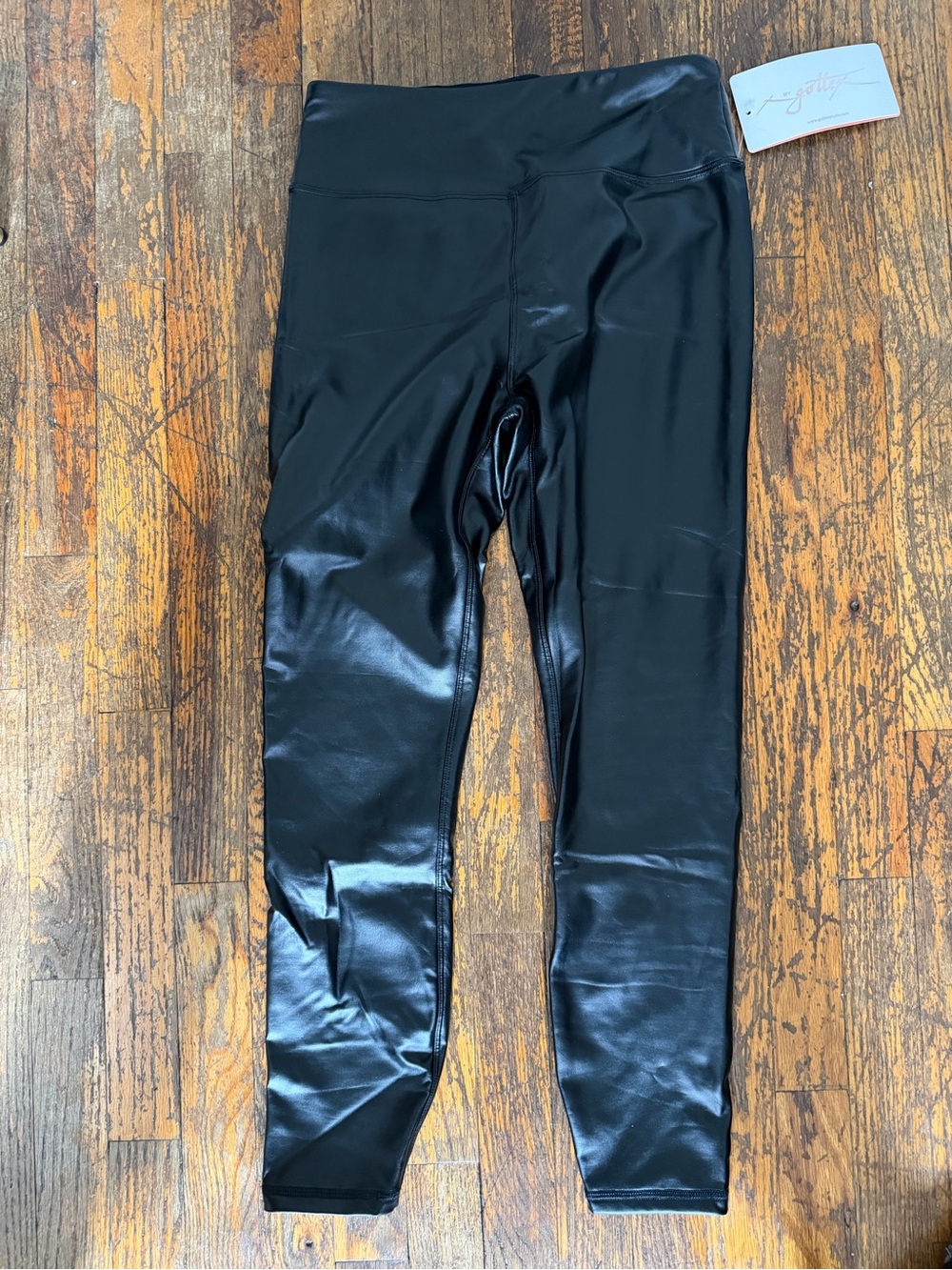 Gottex Black Faux Leather Look Girls' Leggings